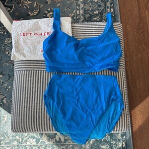 Left On Friday “Wipeout Blue” Bikini Set - Hi Hi Bottom in M and Top Shelf in L